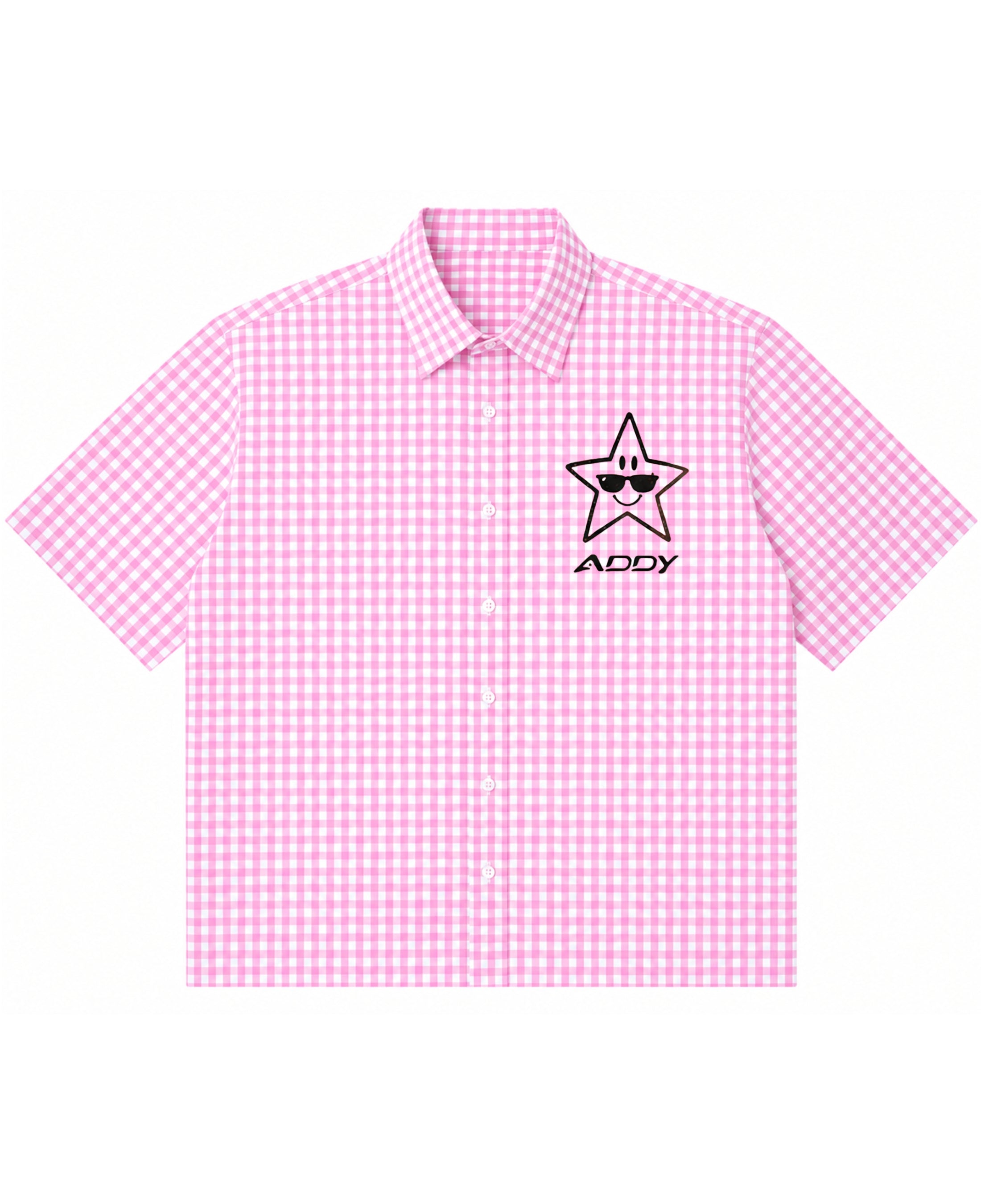 Pink Gingham Oxford Boxy Shirt Front Design