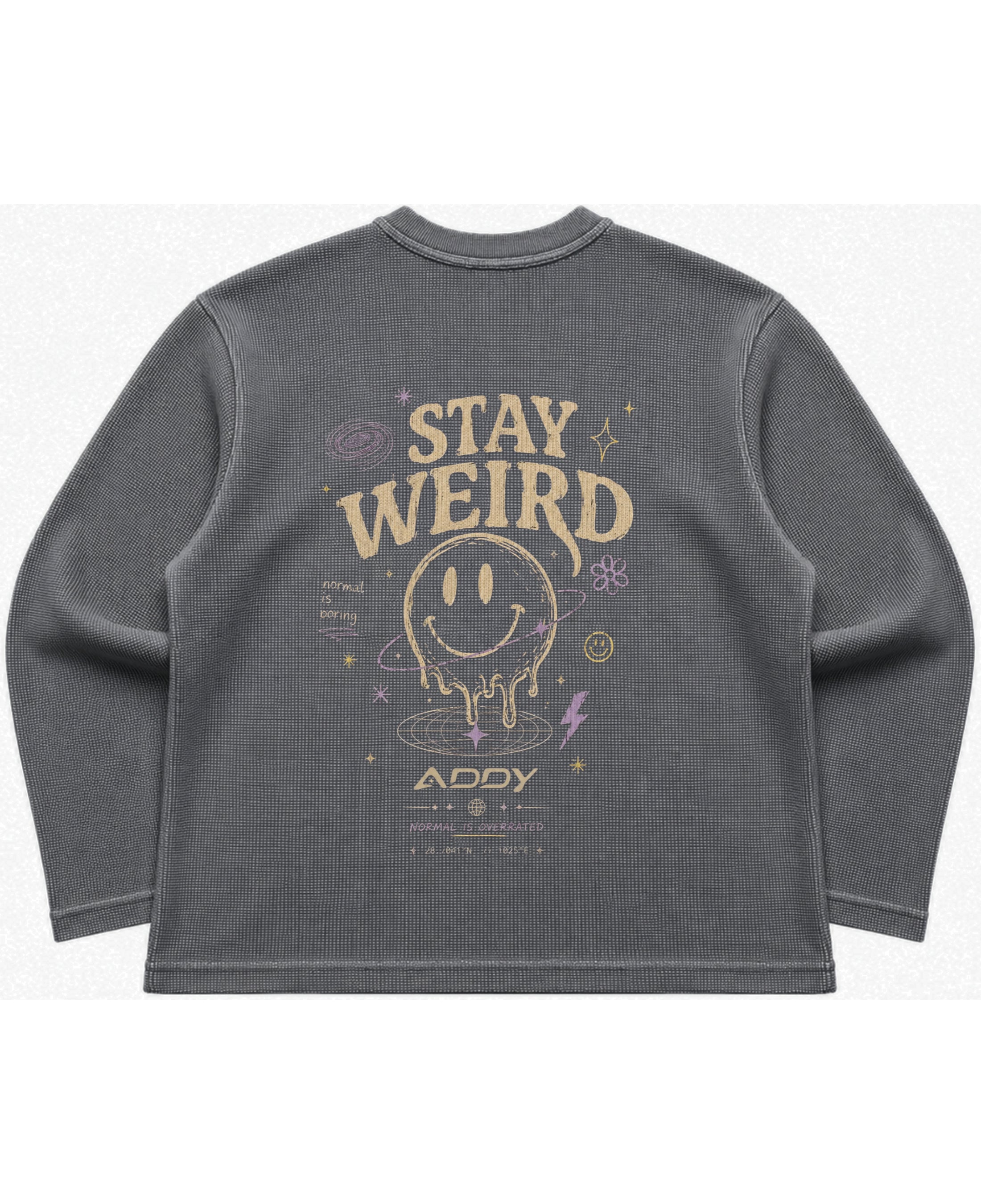 Acidwash waffle knit oversized full-sleeve Back Design