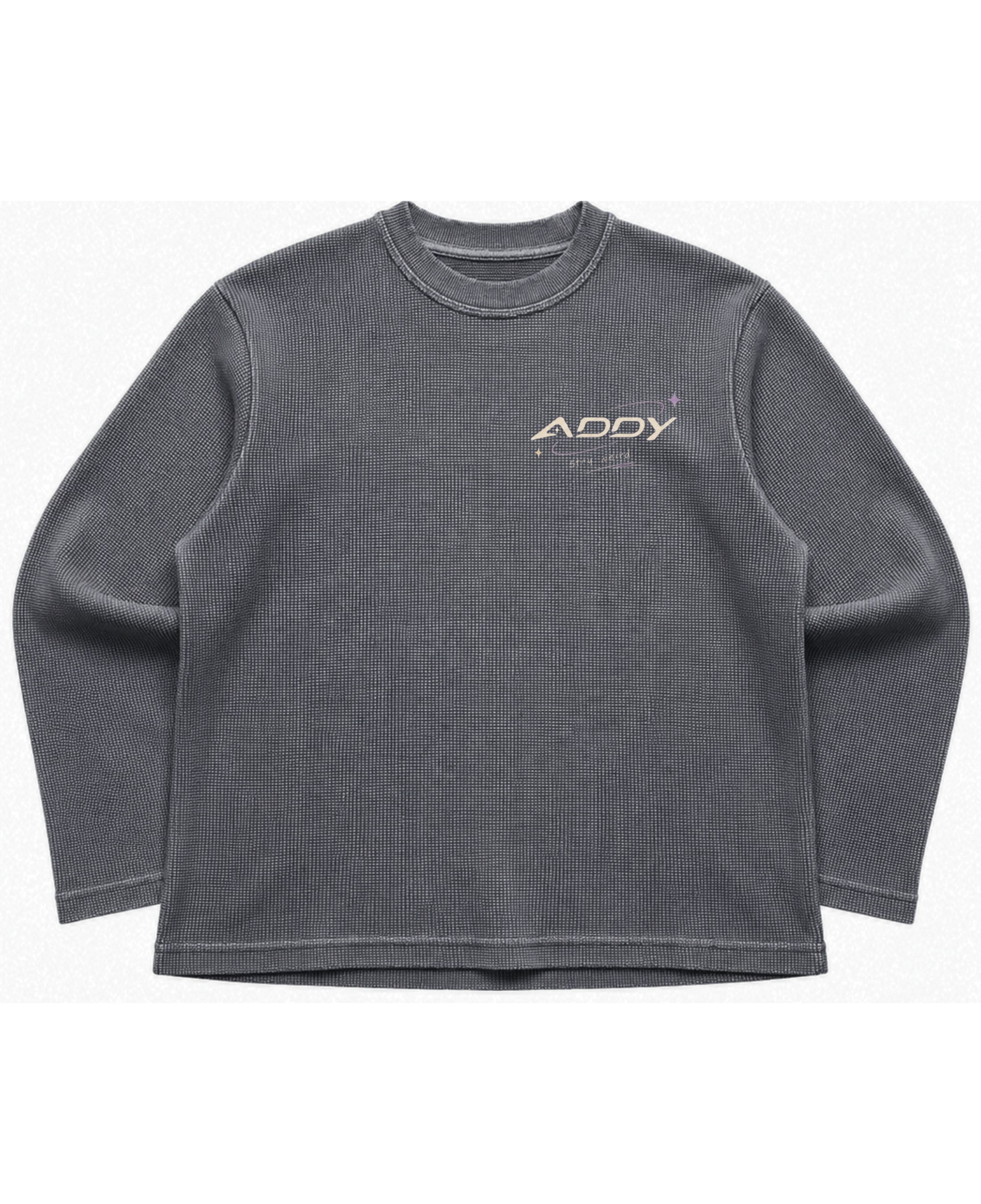 Acidwash waffle knit oversized full-sleeve Front Design
