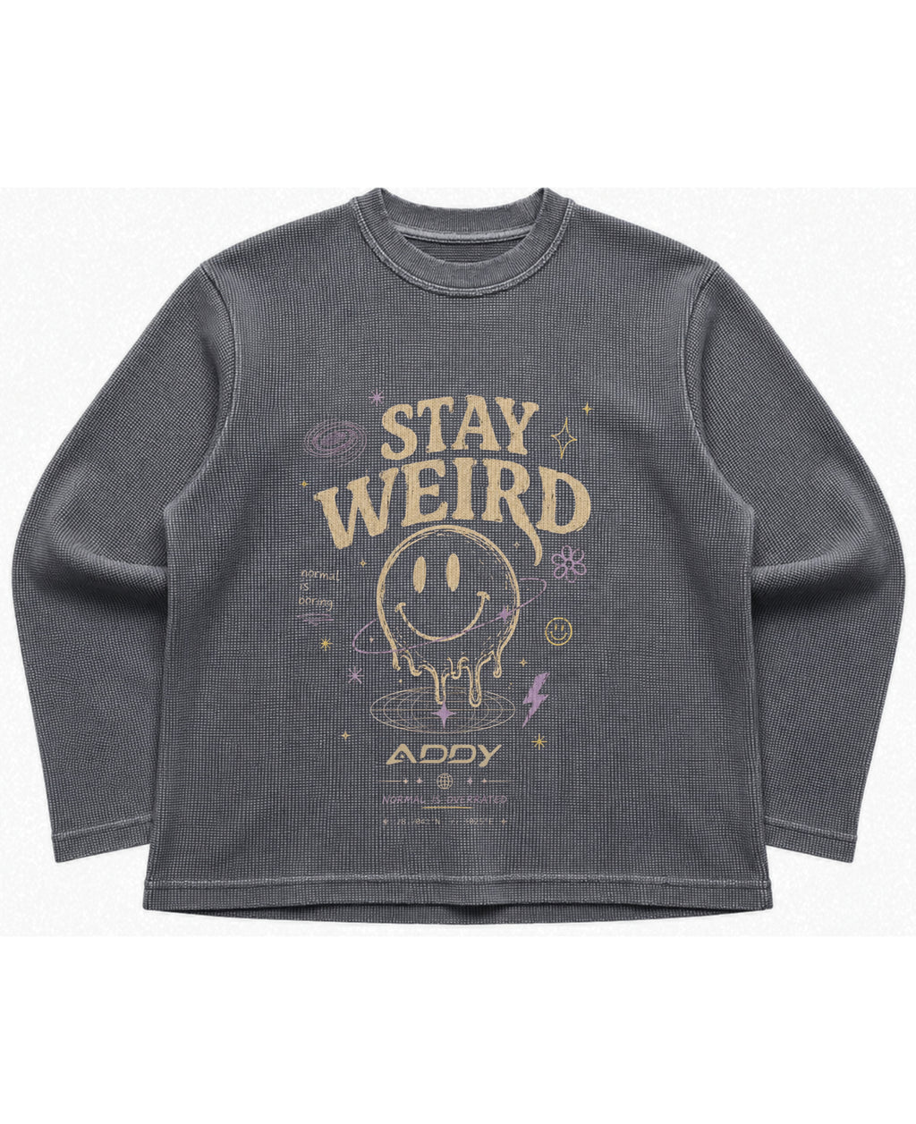 Acidwash waffle knit oversized full-sleeve Front Design