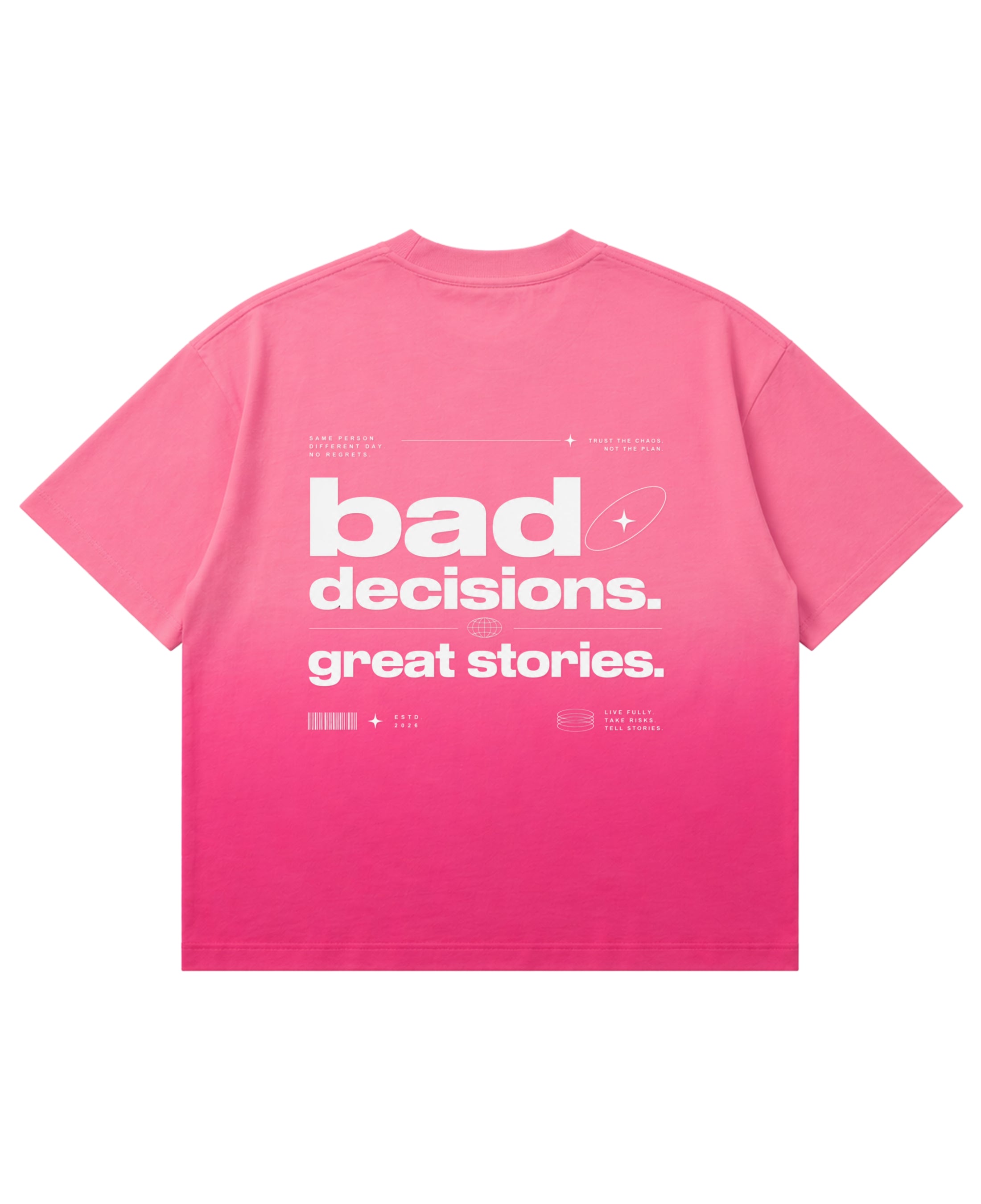 Pink Sunfade Ombré Wash Boxy Fit T-shirt Back Design
