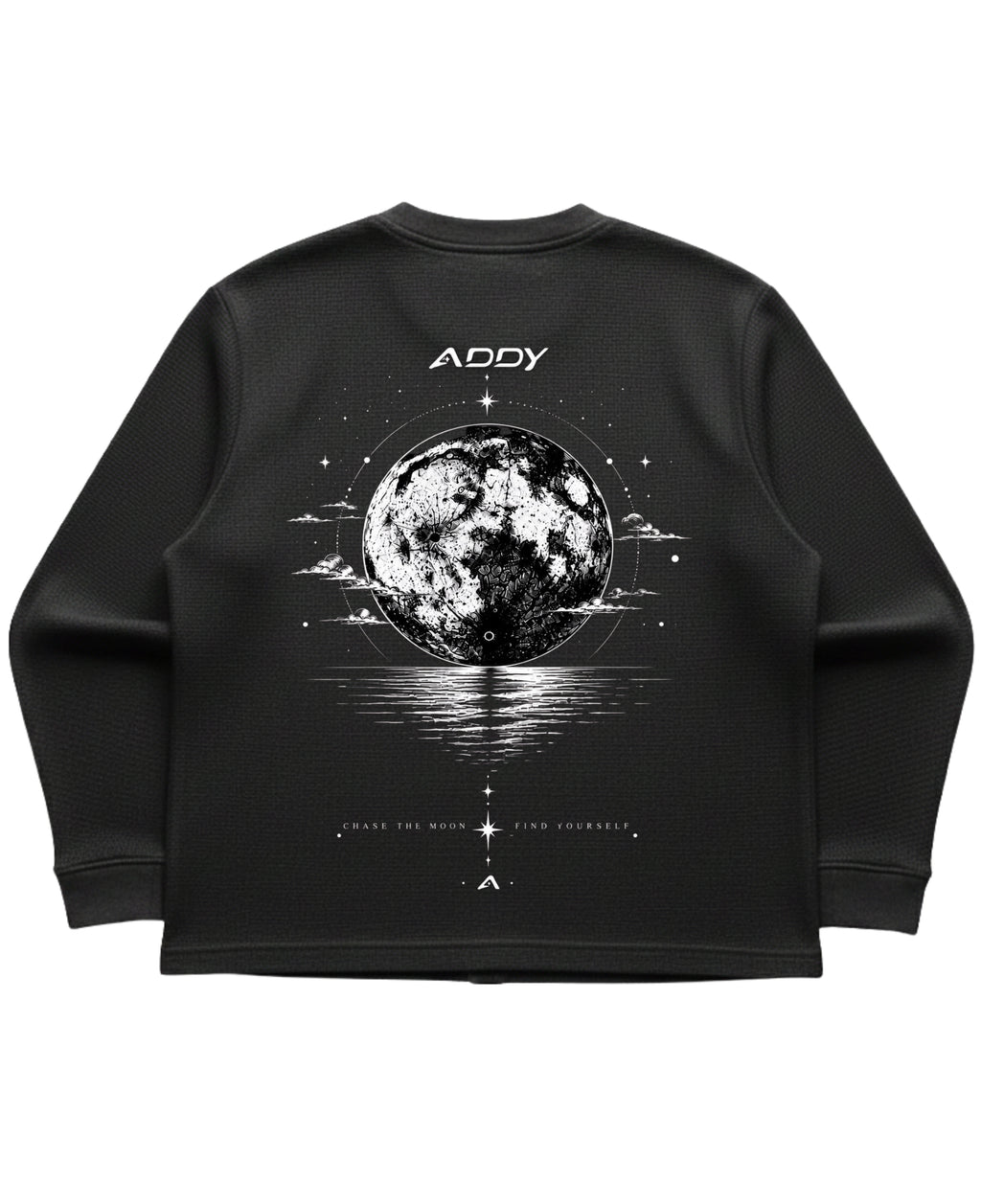 Black waffle knit oversized full-sleeve Back Design