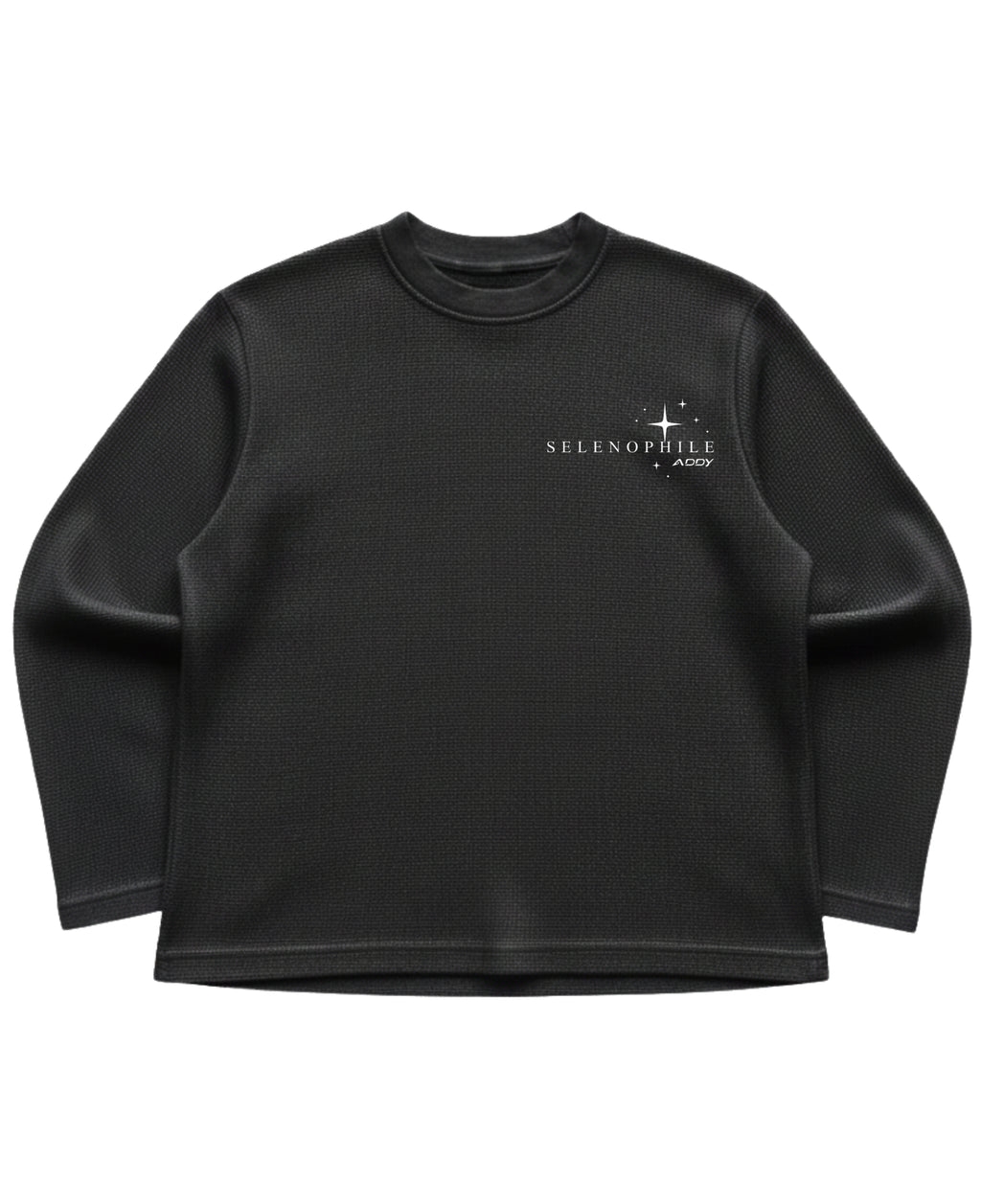 Black waffle knit oversized full-sleeve Front Design